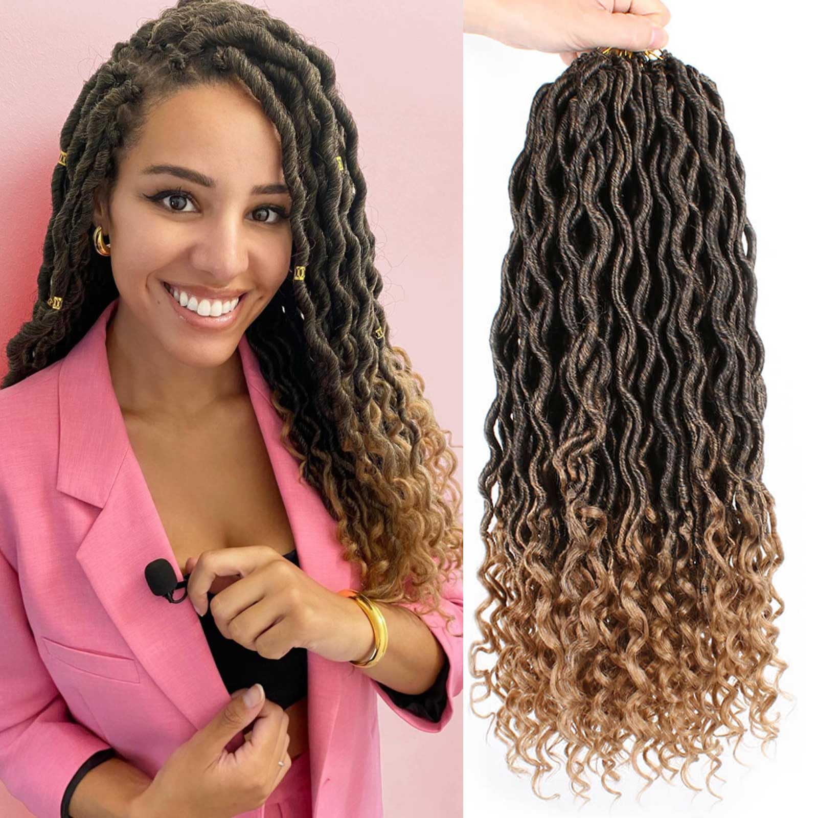 Xtrend 6Packs 18 pouces Twist Perruques Crochet Tresses Faux Locs bouclés se termine Dreadlocks Tresses Synthétiques Extensions de Cheveux Haute Température pour Femmes Noires 20 Strands/pack TBUG