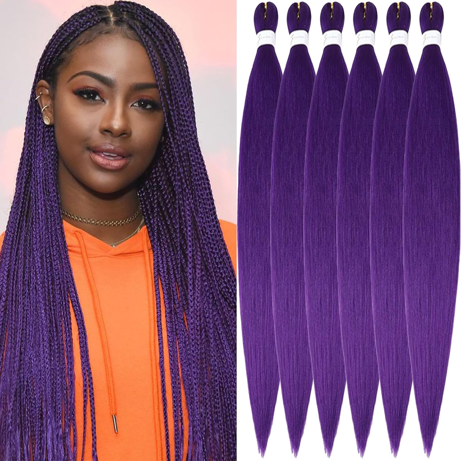 Rajout Cheveux Tressés Pré-étirés Noir Naturelles Black 30 Pouces Long Kanekalon Easy Braids Meches Cheveux pour Tresses Africaine 6 Paquets Knotless Yaki Nattes Extensions de Cheveux(1B#)