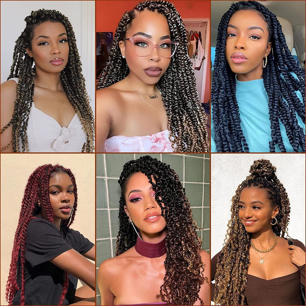 Xtrend Lot de 7 paquets d’extensions de cheveux Passion Twist - 18 mèches par paquet - 30,5 cm - Cheveux tressés au crochet
