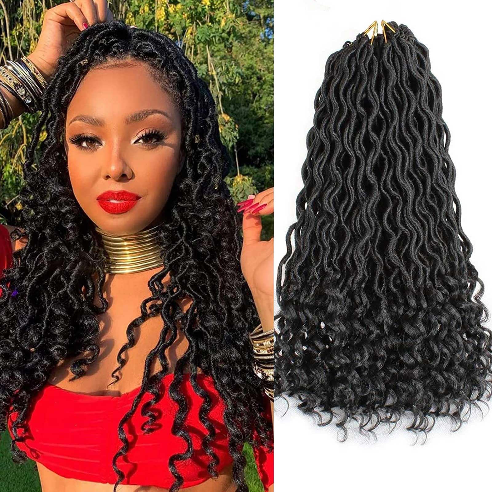 Xtrend 6Packs 18 pouces Twist Perruques Crochet Tresses Faux Locs bouclés se termine Dreadlocks Tresses Synthétiques Extensions de Cheveux Haute Température pour Femmes Noires 20 Strands/pack TBUG