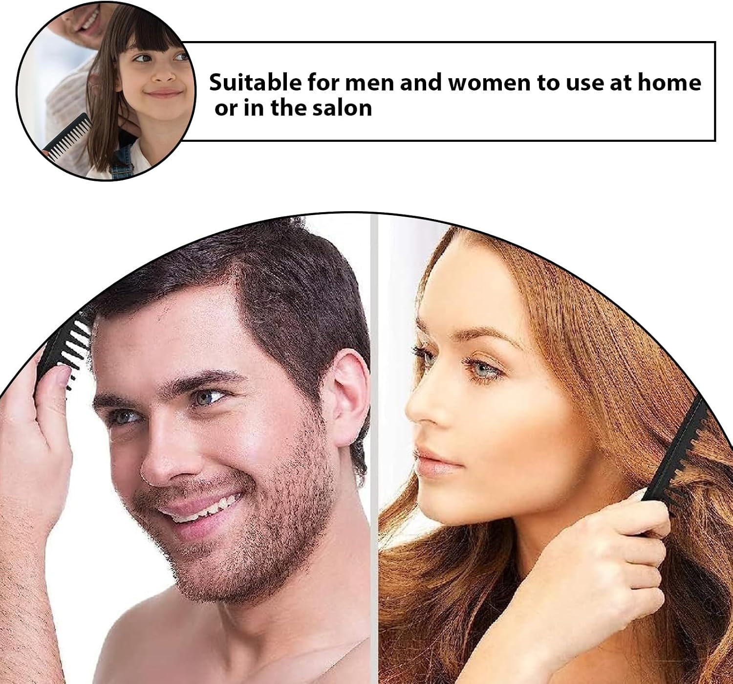 GVSS 4 Pièces Peigne Cheveux Bouclés Noir,Peigne Dent Large,Peigne Afro pour Tous Types de Cheveux,Brosse a Cheveux Homme Antistatiques pour Femme