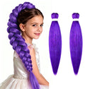 Aomig Rajout Cheveux Tressés Pré-étirés Violet, 4 Paquets 27 Pouces Meches Cheveux Extension Pre Stretched Braiding Hair Tresse Cheveux Synthétique Hair Hot Water Setting Crochet Extensions