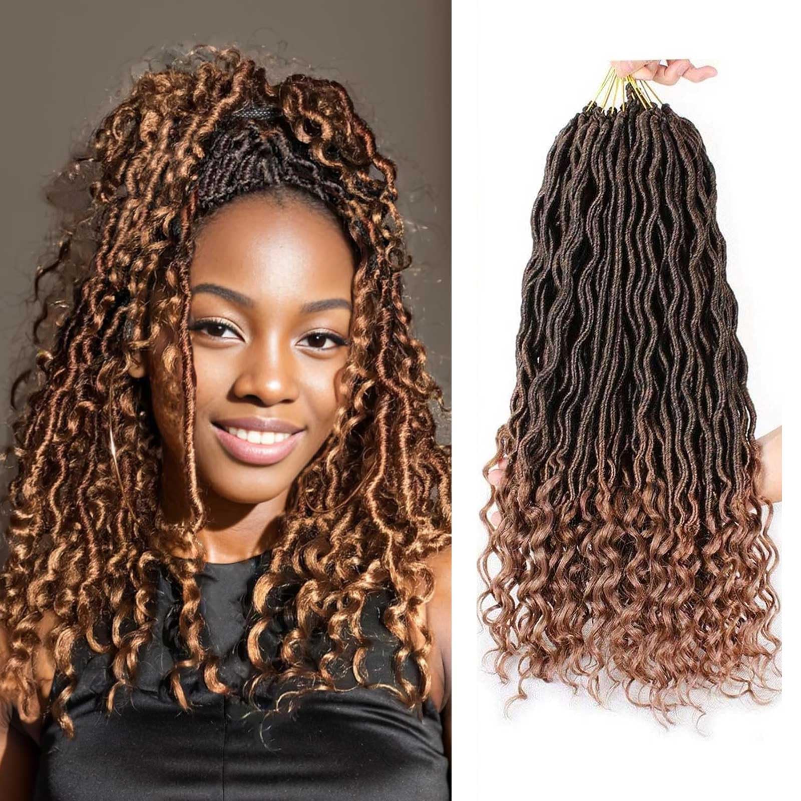 Xtrend 6Packs 18 pouces Twist Perruques Crochet Tresses Faux Locs bouclés se termine Dreadlocks Tresses Synthétiques Extensions de Cheveux Haute Température pour Femmes Noires 20 Strands/pack TBUG
