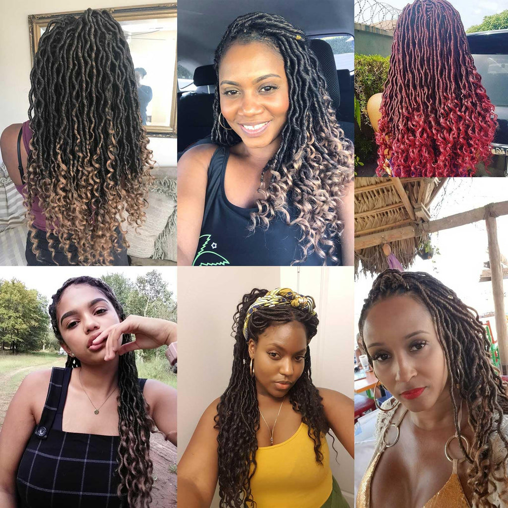 Xtrend 6Packs 18 pouces Twist Perruques Crochet Tresses Faux Locs bouclés se termine Dreadlocks Tresses Synthétiques Extensions de Cheveux Haute Température pour Femmes Noires 20 Strands/pack TBUG