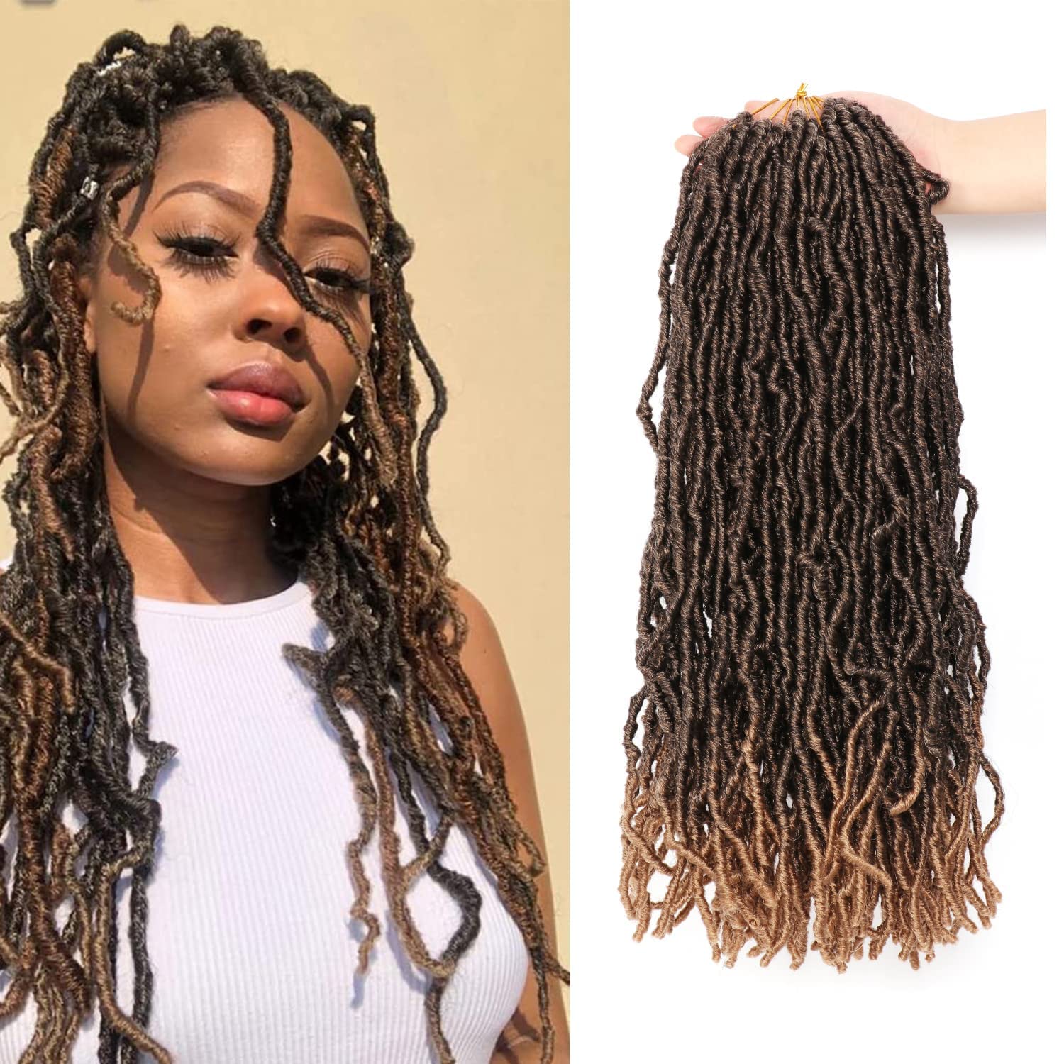 8 Packs Faux Locks Crochet Braids Meches Soft Locs Meches Pour Tresses Africaine Faux Locs Crochet Hair Meches Bouclees Pour Tresses (#1B, 60.9 CM(Lot de 8))