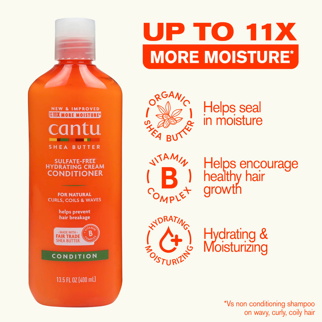 Cantu Après-Shampooing Crème Hydratant, au Beurre de Karité, 400 ml (l’Emballage Peut Varier)
