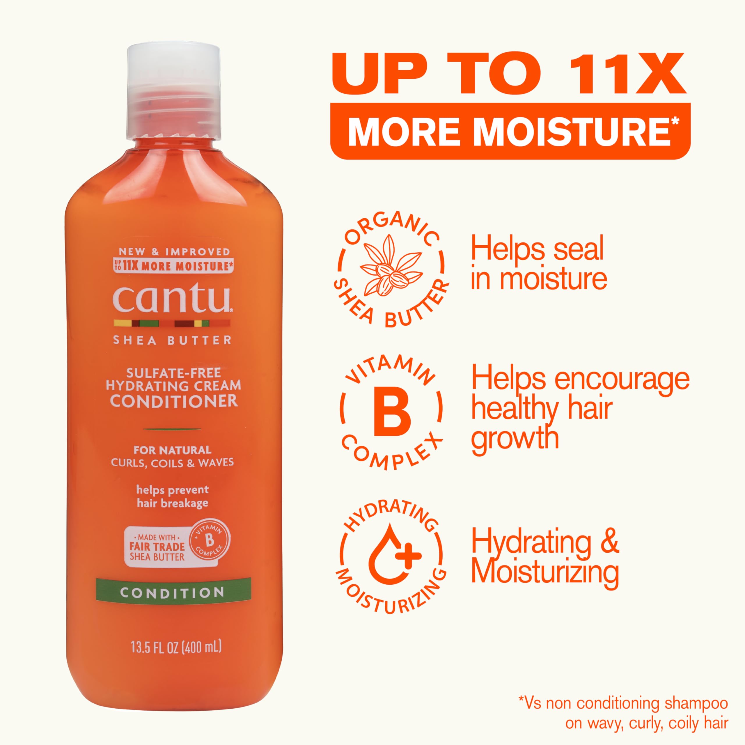 Cantu Après-Shampooing Crème Hydratant, au Beurre de Karité, 400 ml (l’Emballage Peut Varier)