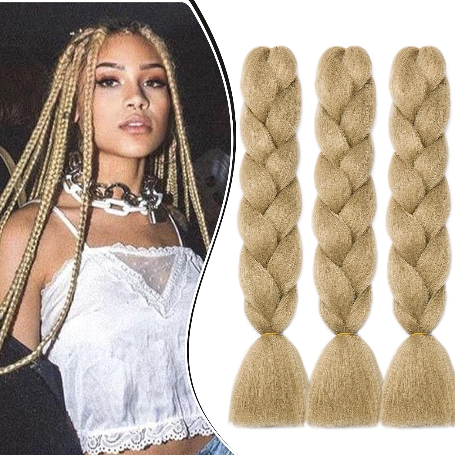 Meches pour Tresses Africaine Rajout Cheveux Braids Jumbo Extension Cheveux Ombre Synthétique Violet & Bleu & Jaune & Orange