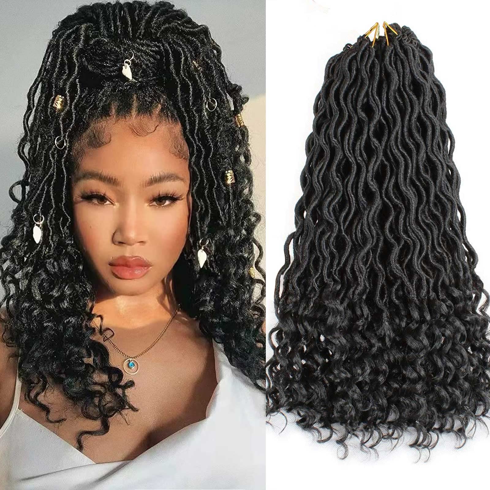 Xtrend 6Packs 18 pouces Twist Perruques Crochet Tresses Faux Locs bouclés se termine Dreadlocks Tresses Synthétiques Extensions de Cheveux Haute Température pour Femmes Noires 20 Strands/pack TBUG