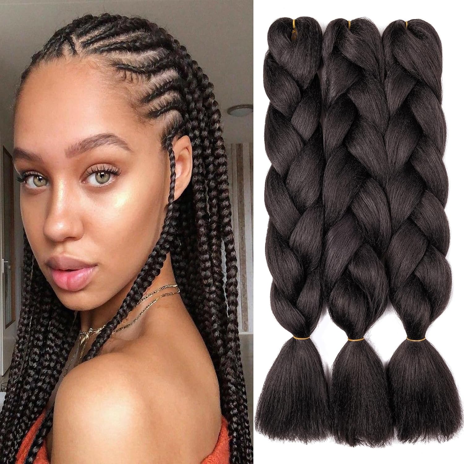 Meches pour Tresses Africaine Rajout Cheveux Braids Jumbo Extension Cheveux Ombre Synthétique Violet & Bleu & Jaune & Orange