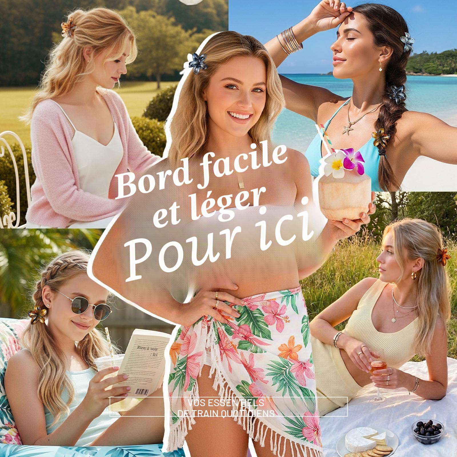 Blooms 6 Pièces Pince Cheveux Fleur, Petite Pince Cheveux Femme Antidérapantes Pince Fleur Cheveux Hawaienne Pinces à Cheveux Flower Hair Clip Accessoires Cheveux Convient Fêtes Plage Vacances