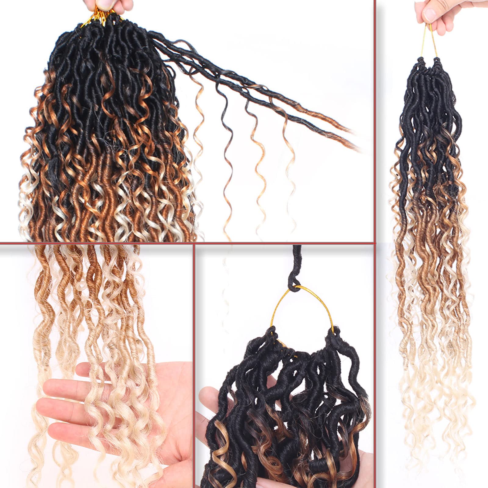 Xtrend 6Packs 18 pouces Twist Perruques Crochet Tresses Faux Locs bouclés se termine Dreadlocks Tresses Synthétiques Extensions de Cheveux Haute Température pour Femmes Noires 20 Strands/pack TBUG