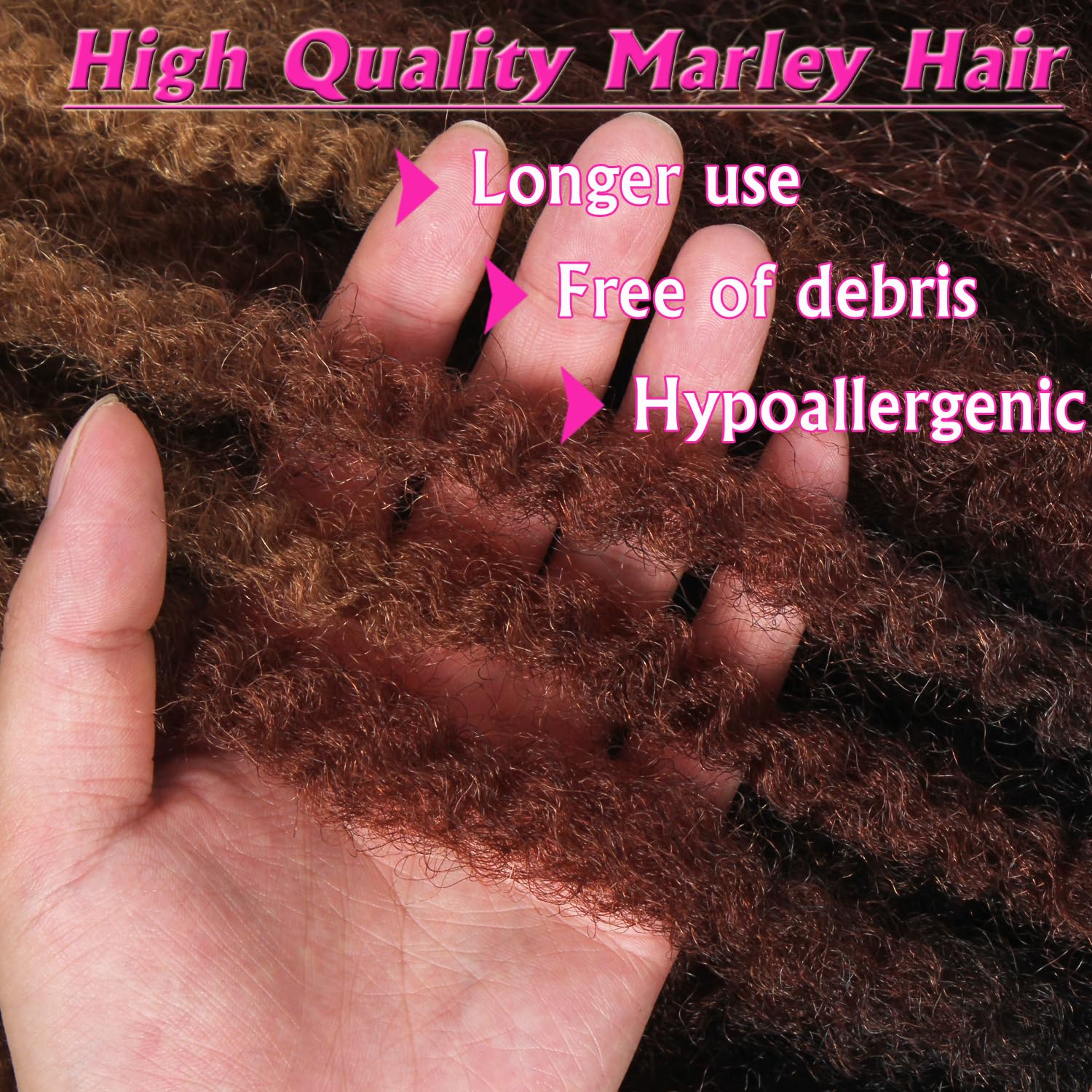 Enbeautiful Marley Twist Hair 24 Inch 8packs Marley Twists Braiding Hair Long Cuban Twist Hair Pre Fluffed Afro Kinky Curly Twists Crochet Hair Synthetic Marley Braids Extensions,27#