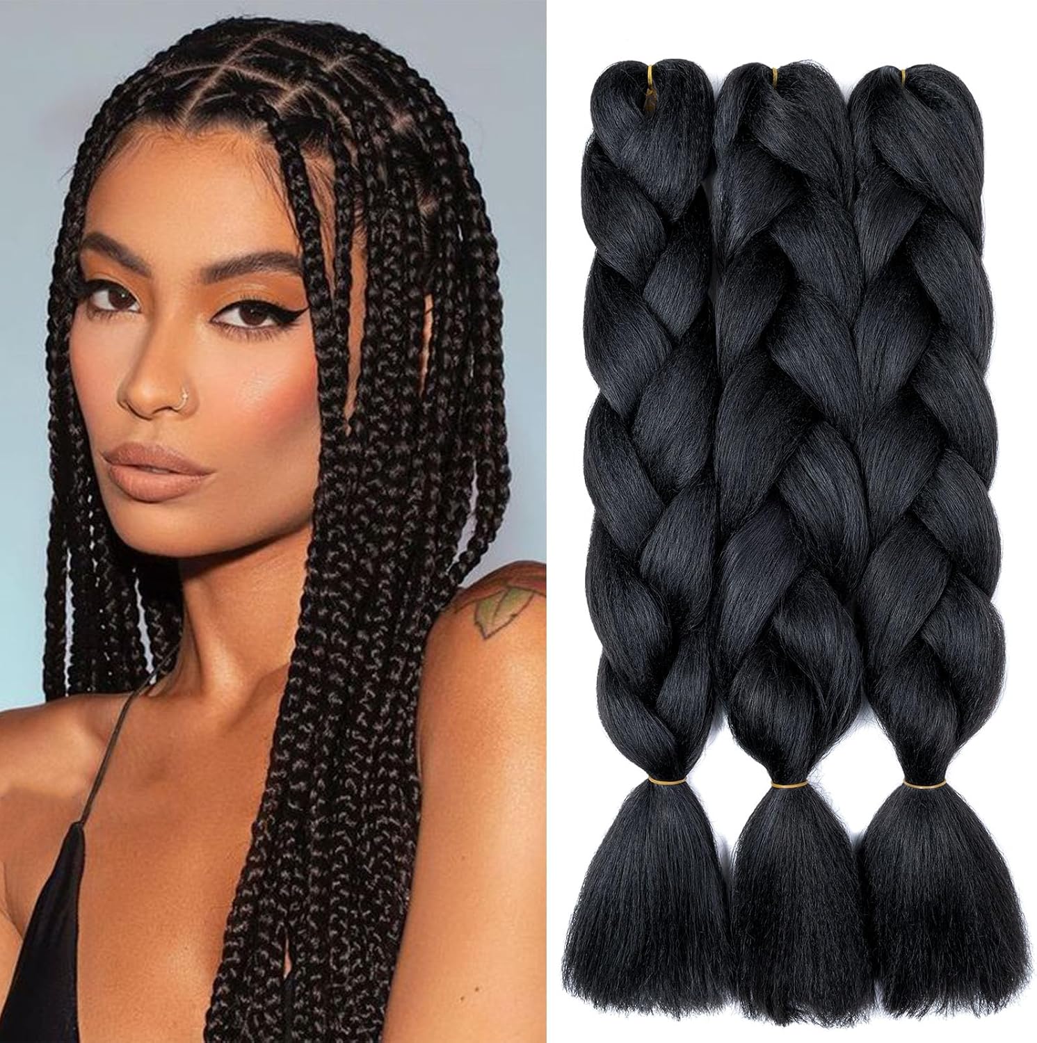 24" Meches pour Tresses Africaine Braids Meches Tresse Cheveux Rajout Cheveux Tressage 1 Paquet Crochet Braids Extension de Cheveux Afro pour Tresse Ombre Synthétiques (Rose)
