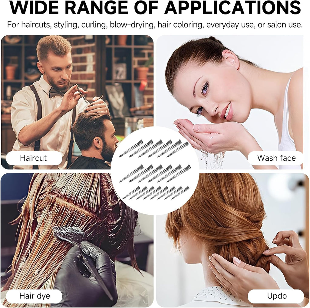 Lot de 90 pinces à cheveux en métal argenté de 9 cm pour coiffure, pinces crocodiles professionnelles
