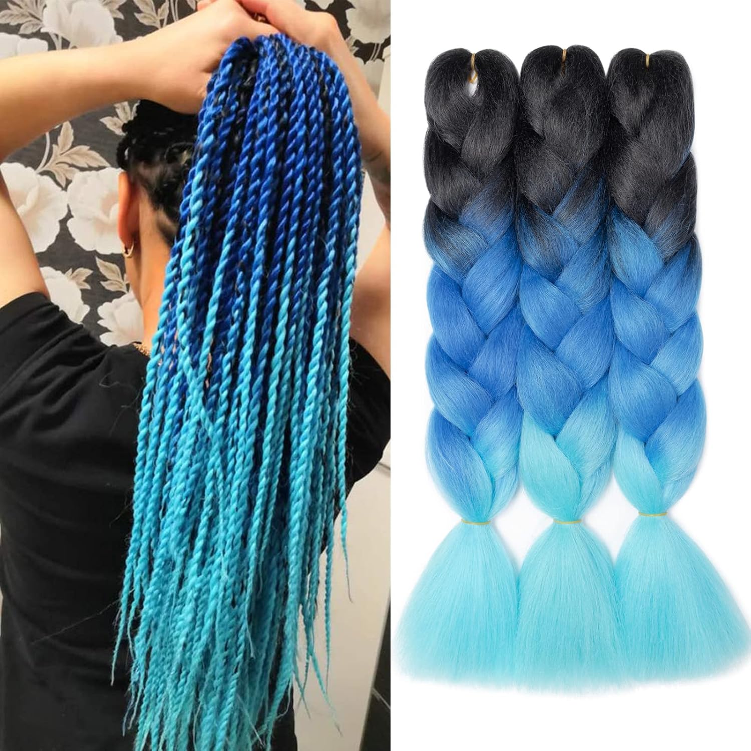 24" Meches pour Tresses Africaine Braids Meches Tresse Cheveux Rajout Cheveux Tressage 1 Paquet Crochet Braids Extension de Cheveux Afro pour Tresse Ombre Synthétiques (Rose)