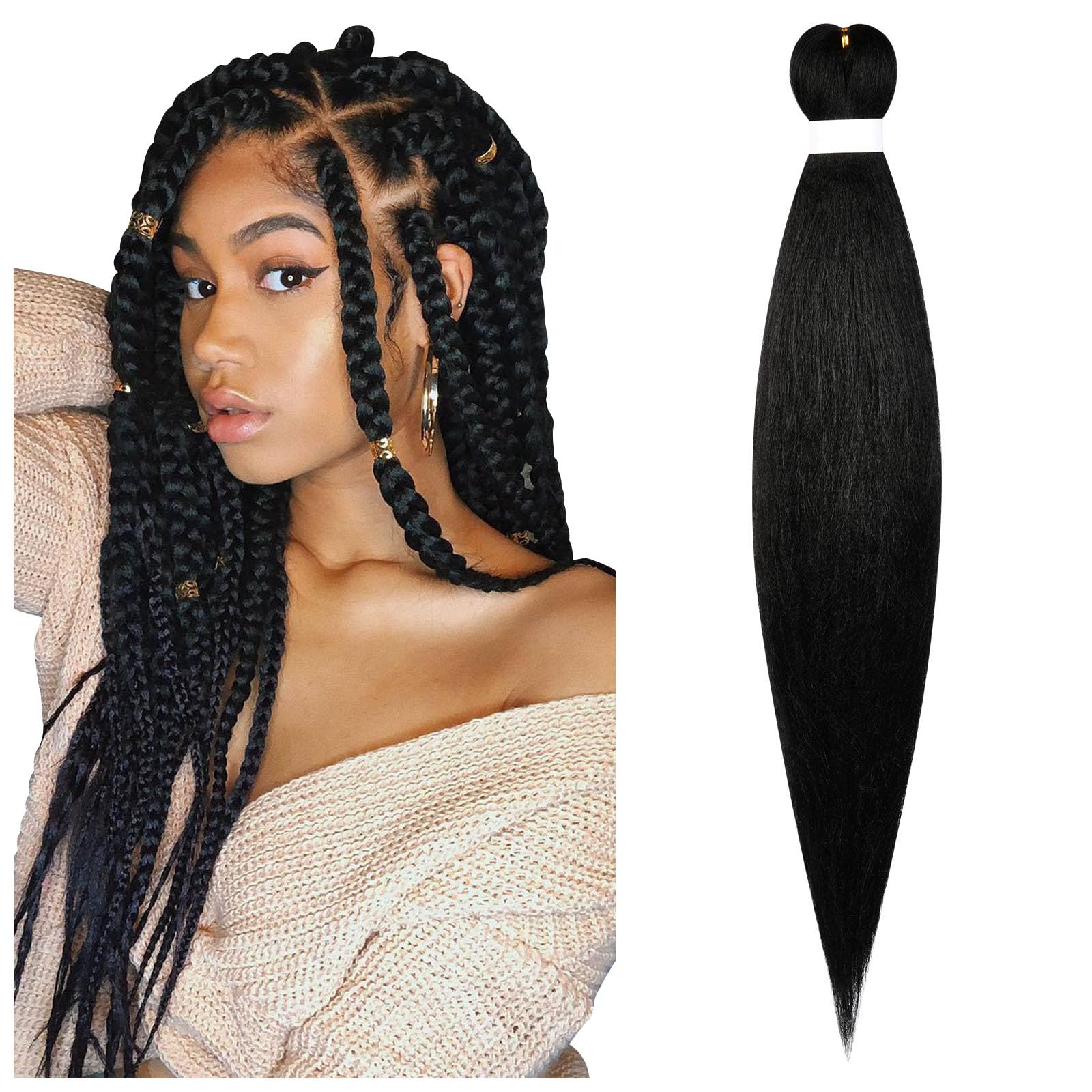 Aomig Rajout Cheveux Tresse, Jumbo Braids Meches, 65cm Extension de Cheveux de Fibre Synthétique pour Crochet Twist Tressage (4 couleurs)