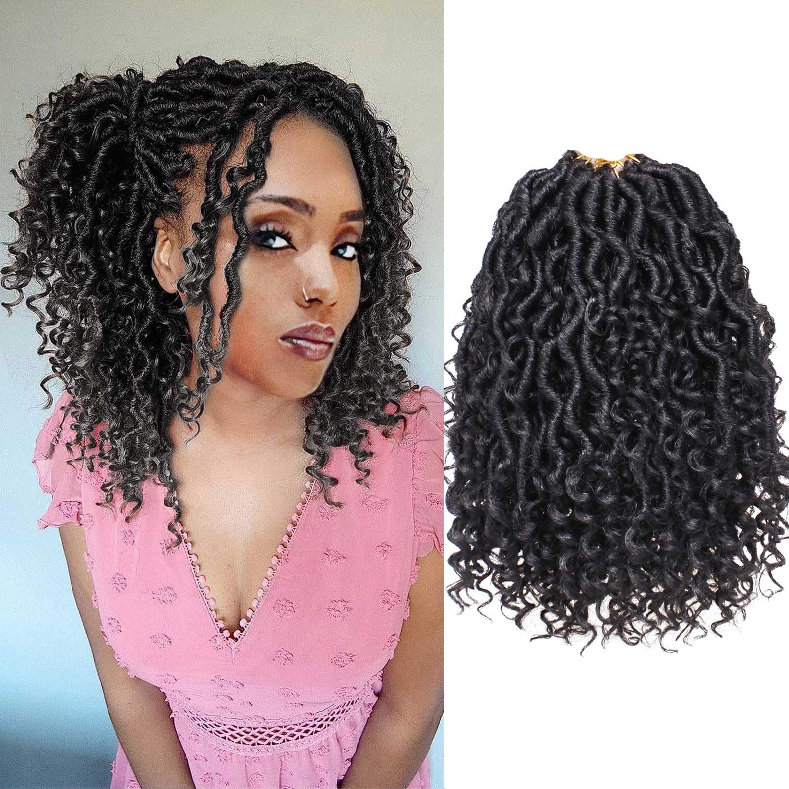 Xtrend 6Packs 18 pouces Twist Perruques Crochet Tresses Faux Locs bouclés se termine Dreadlocks Tresses Synthétiques Extensions de Cheveux Haute Température pour Femmes Noires 20 Strands/pack TBUG