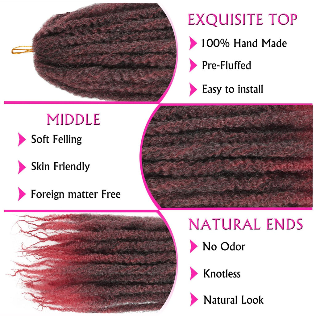 Enbeautiful Marley Twist Hair 24 Inch 8packs Marley Twists Braiding Hair Long Cuban Twist Hair Pre Fluffed Afro Kinky Curly Twists Crochet Hair Synthetic Marley Braids Extensions,27#