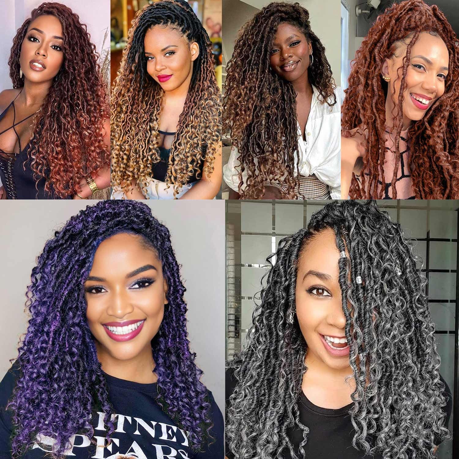 Xtrend 6Packs 18 pouces Twist Perruques Crochet Tresses Faux Locs bouclés se termine Dreadlocks Tresses Synthétiques Extensions de Cheveux Haute Température pour Femmes Noires 20 Strands/pack TBUG