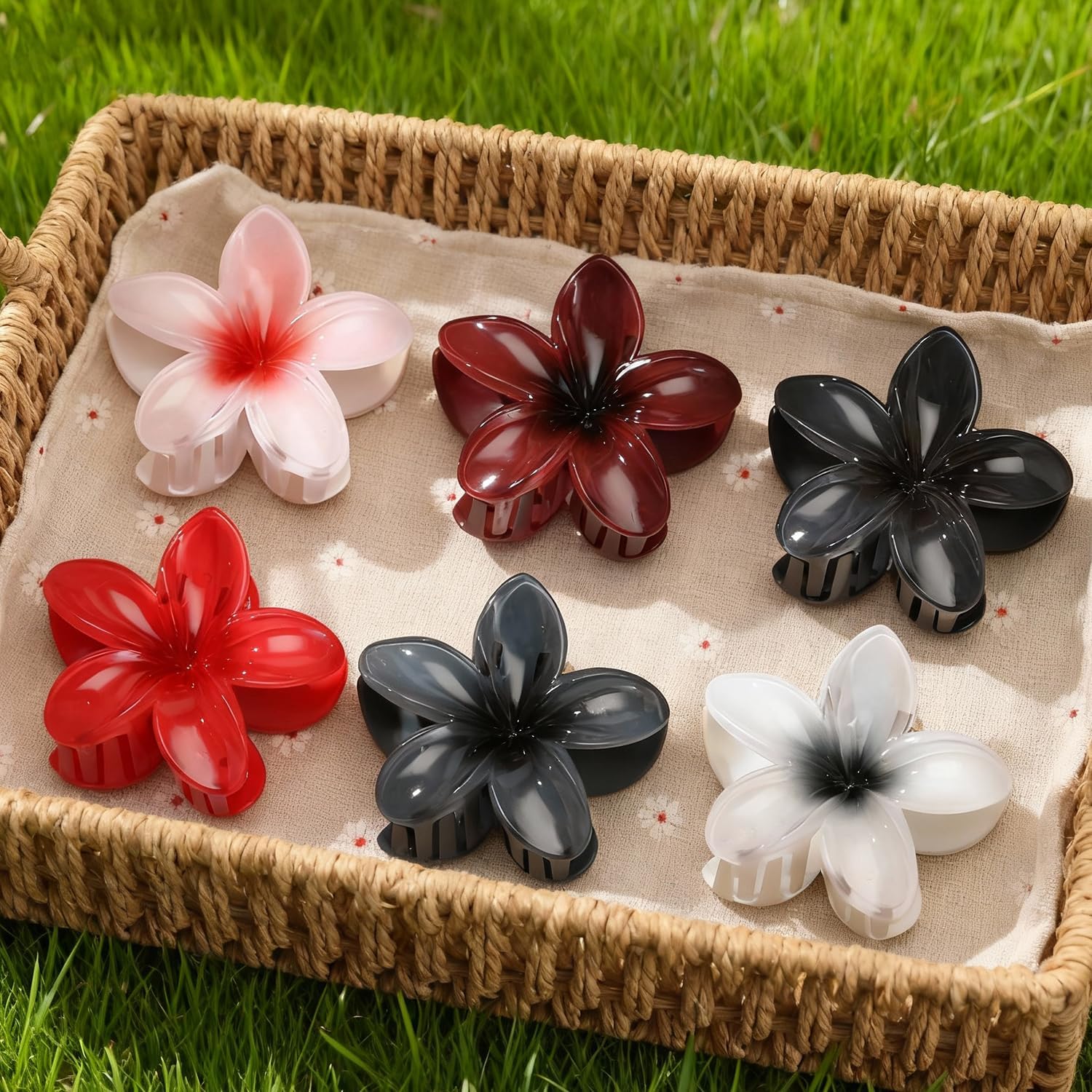 Barrette à Cheveux Fleurs, 6 Pièces Accessoires Cheveux Fleurs, Pince à Cheveux en Forme de Fleur, Flower Claw Clips pour Accessoires d'Été, Anniversaire, Mariage, Fête (B)