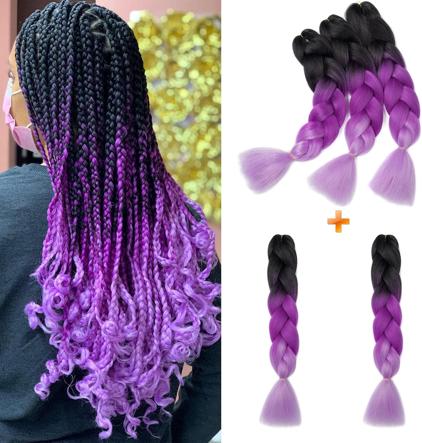 24" Meches pour Tresses Africaine Braids Meches Tresse Cheveux Rajout Cheveux Tressage 1 Paquet Crochet Braids Extension de Cheveux Afro pour Tresse Ombre Synthétiques (Rose)