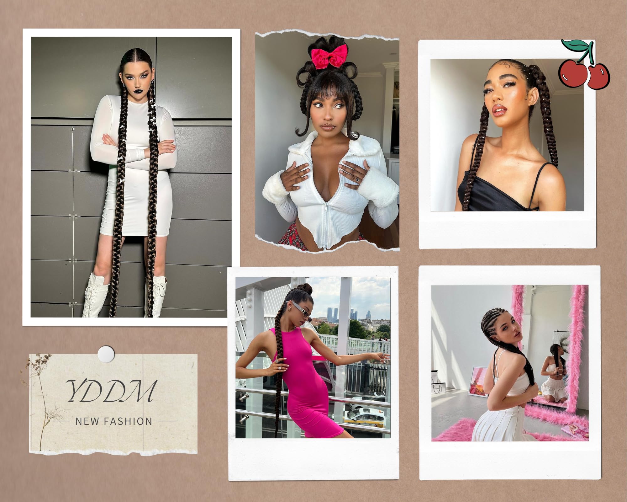 YDDM Meches Pour Tresses Africaine Rose et blanc Rajout Cheveux Tresses Texture Yaki Easy Install pour Debutants 20 Pouces 3 Paquets Cheveux Legers Naturels pour Box Braids Twist Crochet Styles