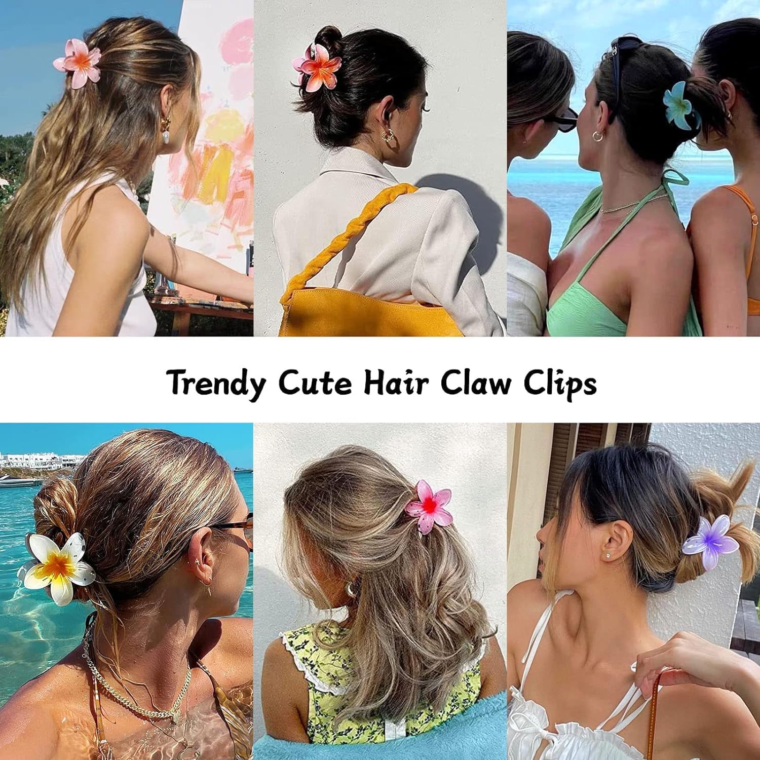 Lot de 6 pinces à cheveux en forme de fleur pour femme, jolie pince à cheveux hawaïenne, accessoires de cheveux hawaïens pour cheveux épais, cadeaux pour femmes, adolescentes et filles