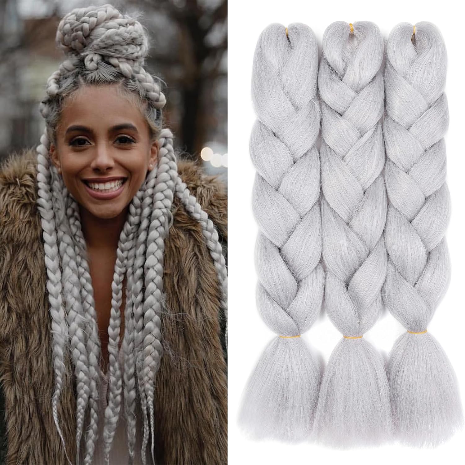 Meches pour Tresses Africaine Rajout Cheveux Braids Jumbo Extension Cheveux Ombre Synthétique Violet & Bleu & Jaune & Orange