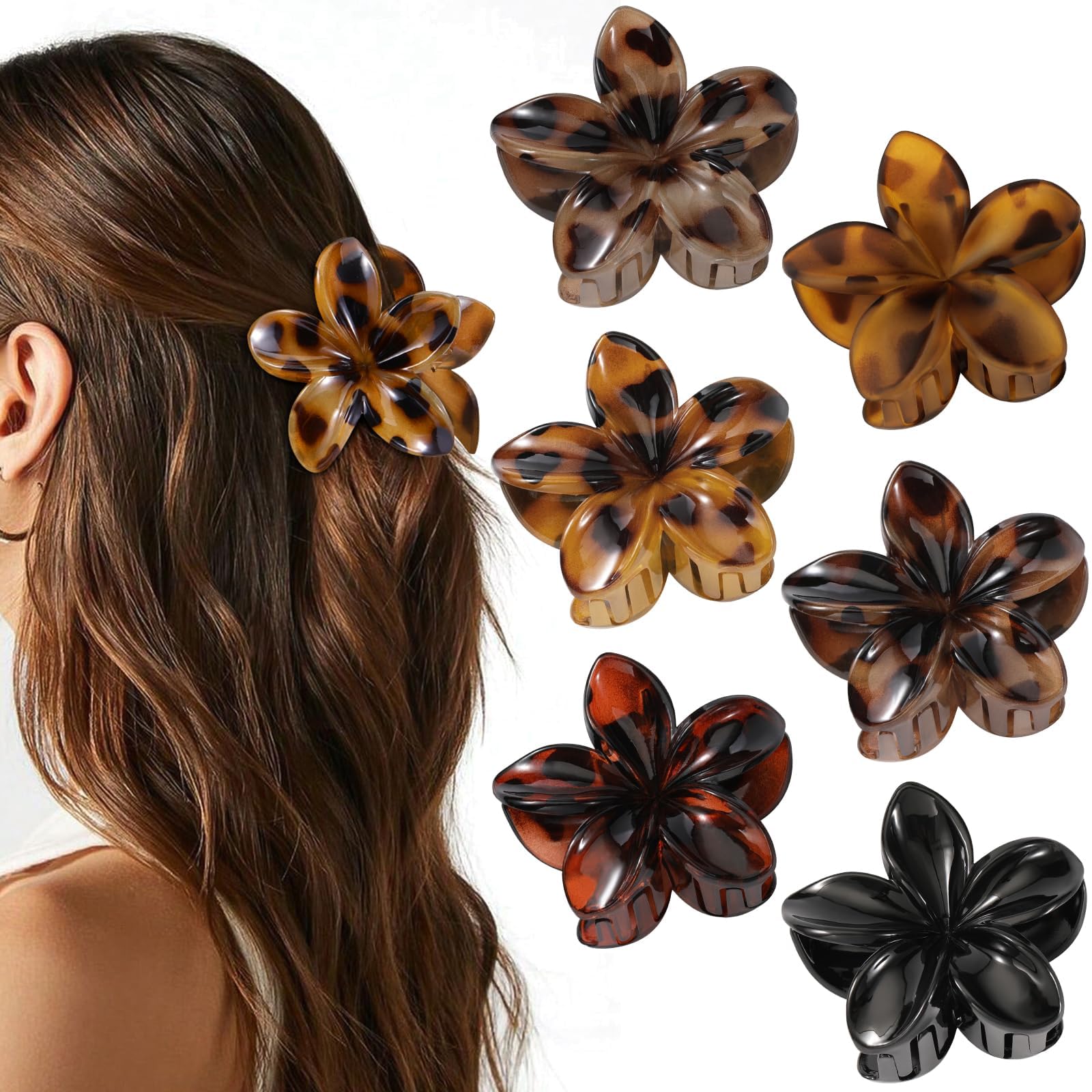 Barrette à Cheveux Fleurs, 6 Pièces Accessoires Cheveux Fleurs, Pince à Cheveux en Forme de Fleur, Flower Claw Clips pour Accessoires d'Été, Anniversaire, Mariage, Fête (B)