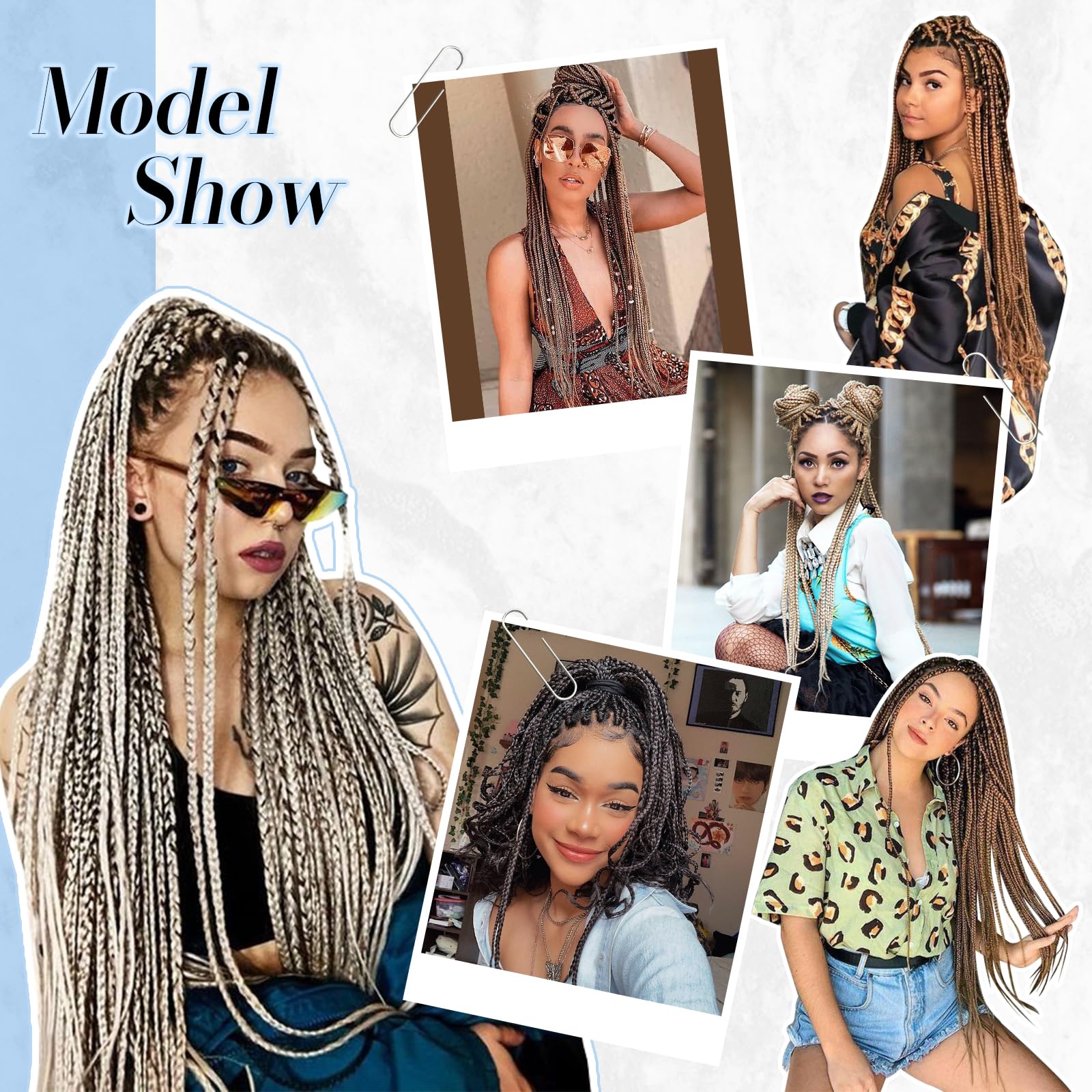 FESHFEN Meches pour Tresses Africaine Rajout Cheveux Tresses Pré étiré Tressage Braiding Hair Synthétiques Yaki 8 Packs Hair Braids Extensions de cheveux pour Femme 65cm Noir cassé à Auburn clair