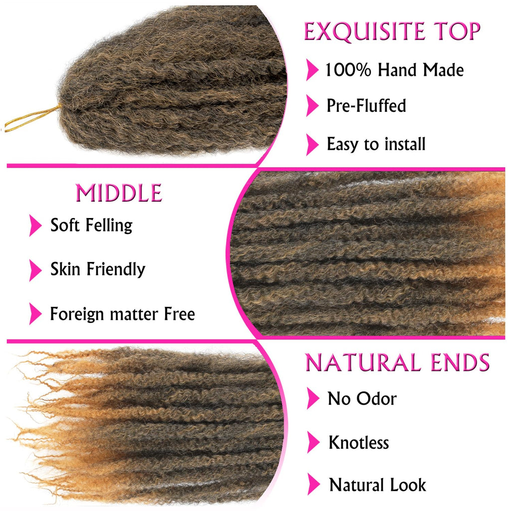 Enbeautiful Marley Twist Hair 24 Inch 8packs Marley Twists Braiding Hair Long Cuban Twist Hair Pre Fluffed Afro Kinky Curly Twists Crochet Hair Synthetic Marley Braids Extensions,27#