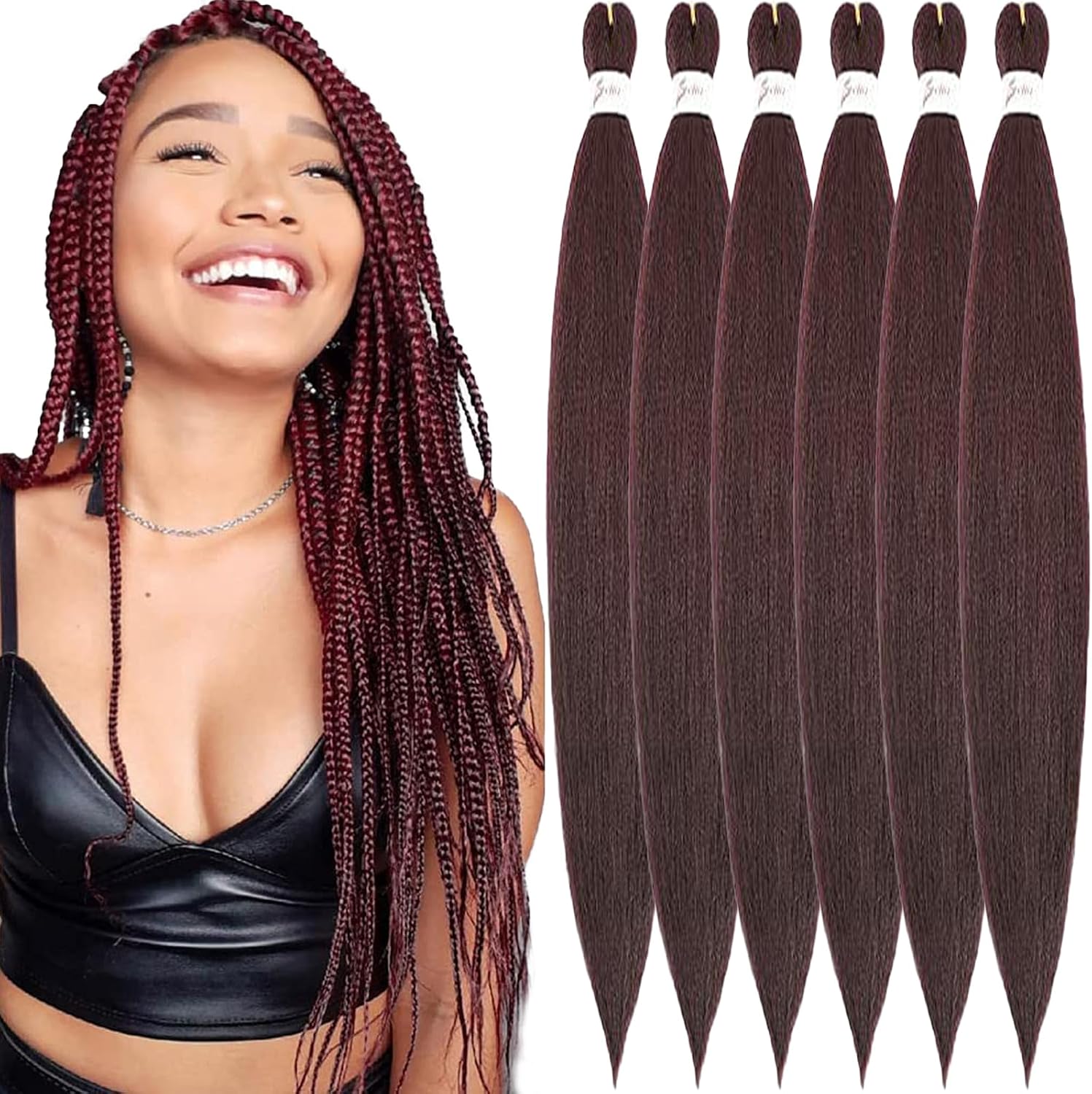 Rajout Cheveux Tressés Pré-étirés Noir Naturelles Black 30 Pouces Long Kanekalon Easy Braids Meches Cheveux pour Tresses Africaine 6 Paquets Knotless Yaki Nattes Extensions de Cheveux(1B#)