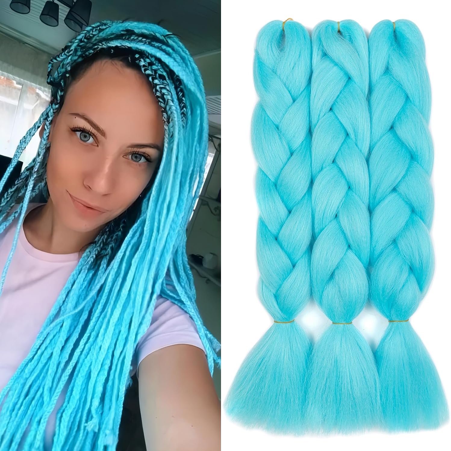 Meches pour Tresses Africaine Rajout Cheveux Braids Jumbo Extension Cheveux Ombre Synthétique Violet & Bleu & Jaune & Orange
