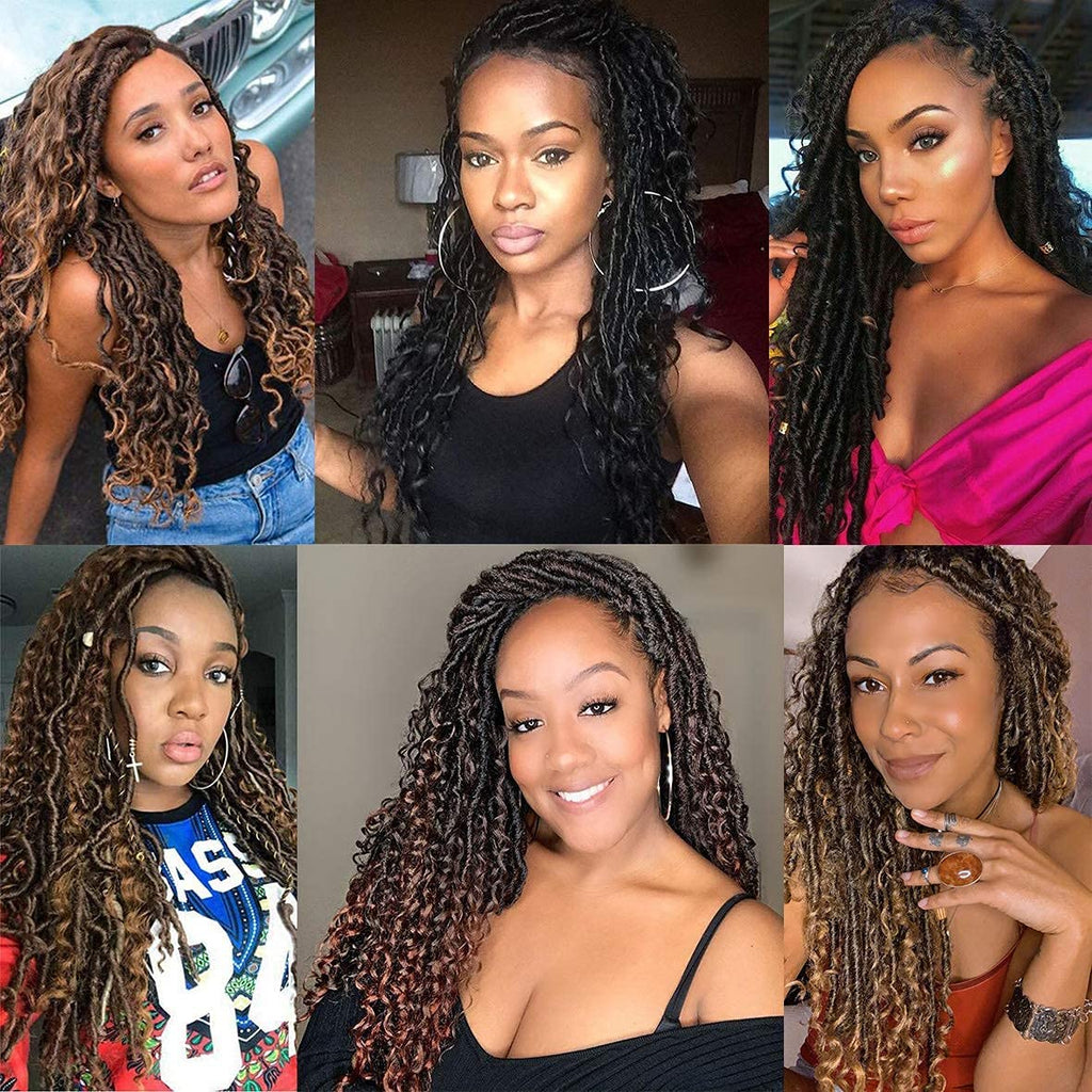 Xtrend 6Packs 18 pouces Twist Perruques Crochet Tresses Faux Locs bouclés se termine Dreadlocks Tresses Synthétiques Extensions de Cheveux Haute Température pour Femmes Noires 20 Strands/pack TBUG