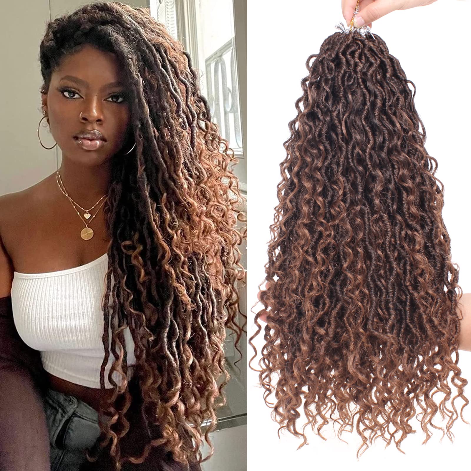 Xtrend 6Packs 18 pouces Twist Perruques Crochet Tresses Faux Locs bouclés se termine Dreadlocks Tresses Synthétiques Extensions de Cheveux Haute Température pour Femmes Noires 20 Strands/pack TBUG