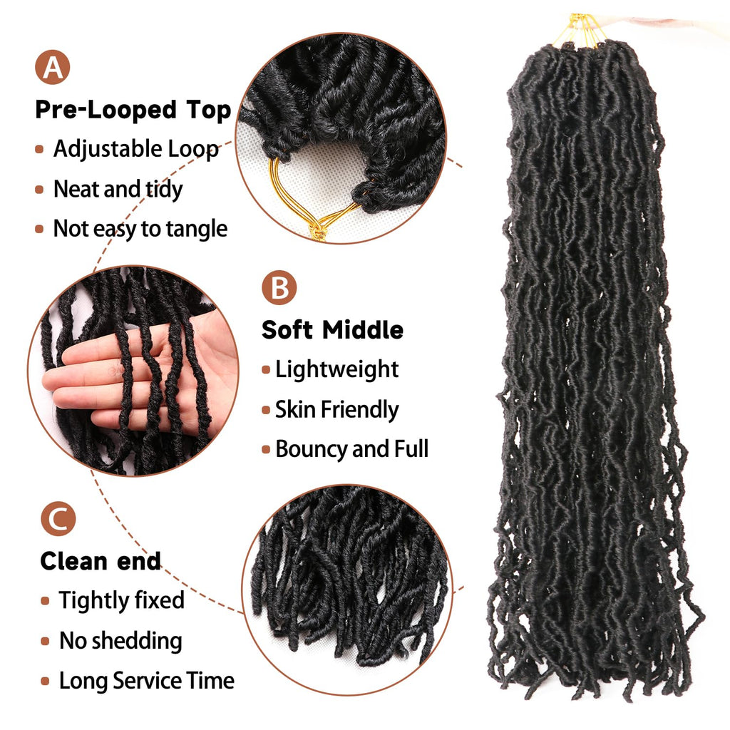 8 Packs Faux Locks Crochet Braids Meches Soft Locs Meches Pour Tresses Africaine Faux Locs Crochet Hair Meches Bouclees Pour Tresses (#1B, 60.9 CM(Lot de 8))