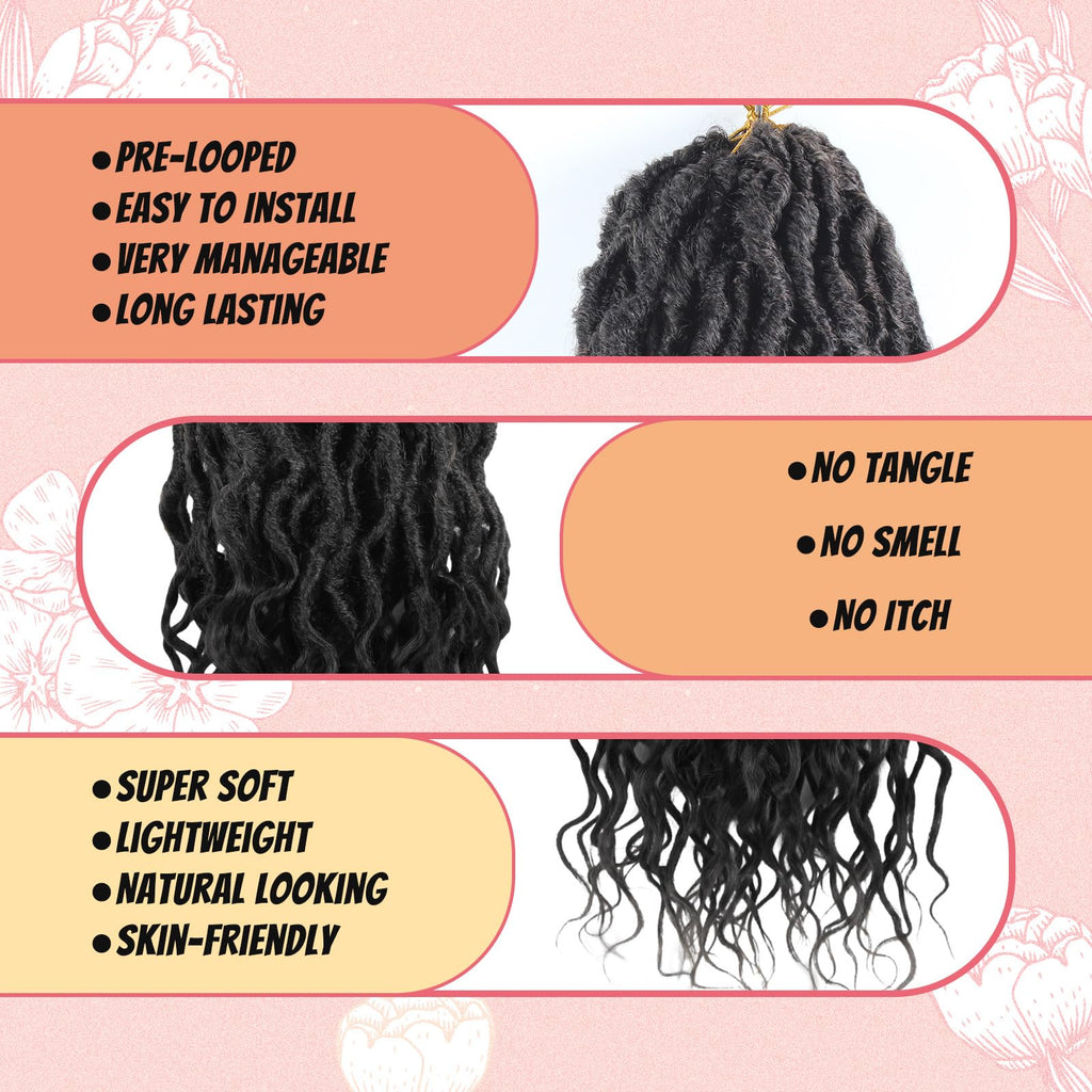 Faux Locs Crochet Hair 24Inch 7 Packs Pre-Looped Ombre Soft Locs With Curly Ends Dreadlock Goddess Loc Crochet Hair for Women（24Inch，OT1B/30/27#）