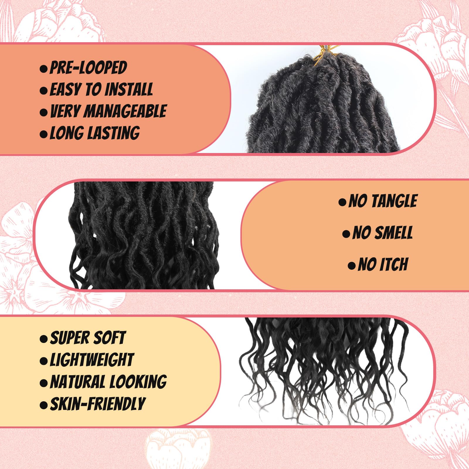 Faux Locs Crochet Hair 24Inch 7 Packs Pre-Looped Ombre Soft Locs With Curly Ends Dreadlock Goddess Loc Crochet Hair for Women（24Inch，OT1B/30/27#）