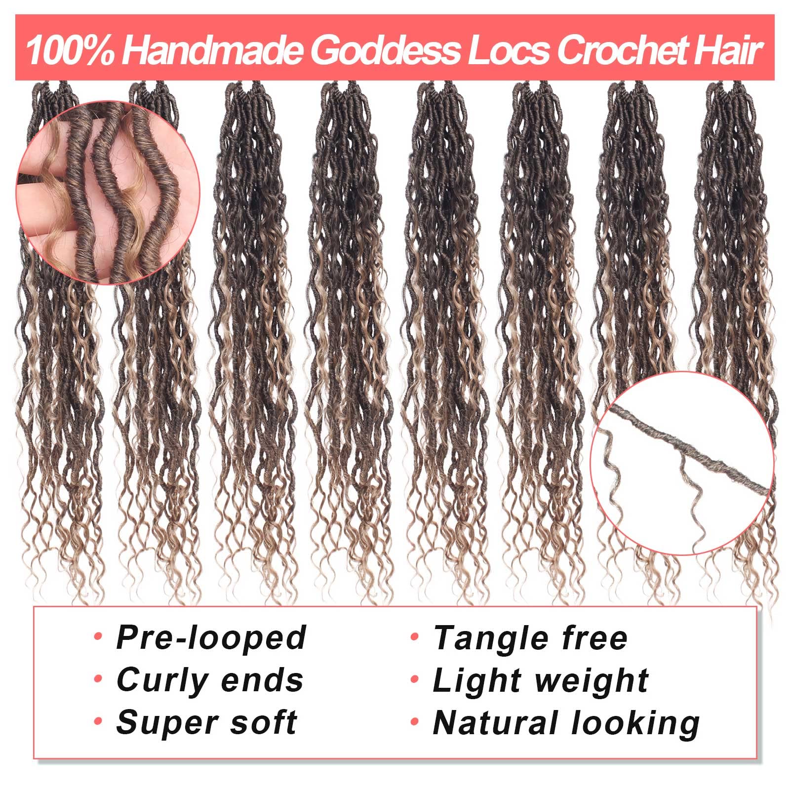 Xtrend 6Packs 18 pouces Twist Perruques Crochet Tresses Faux Locs bouclés se termine Dreadlocks Tresses Synthétiques Extensions de Cheveux Haute Température pour Femmes Noires 20 Strands/pack TBUG