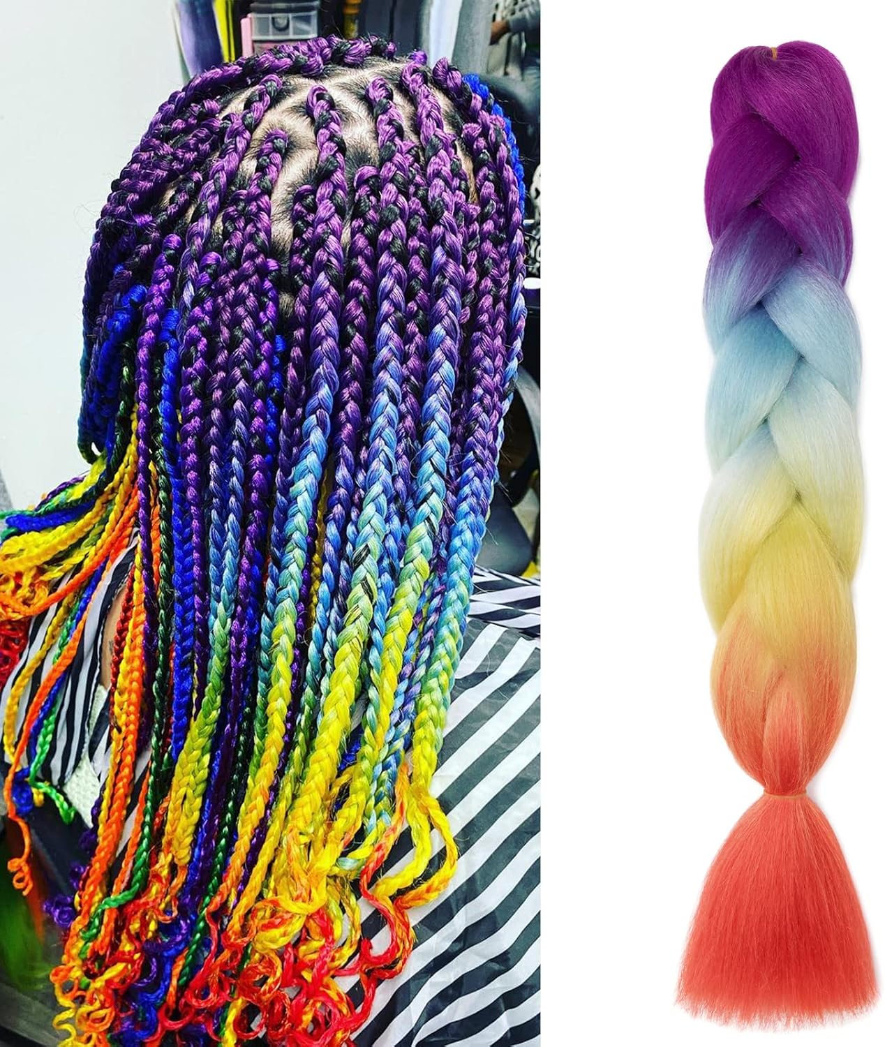 24" Meches pour Tresses Africaine Braids Meches Tresse Cheveux Rajout Cheveux Tressage 1 Paquet Crochet Braids Extension de Cheveux Afro pour Tresse Ombre Synthétiques (Rose)