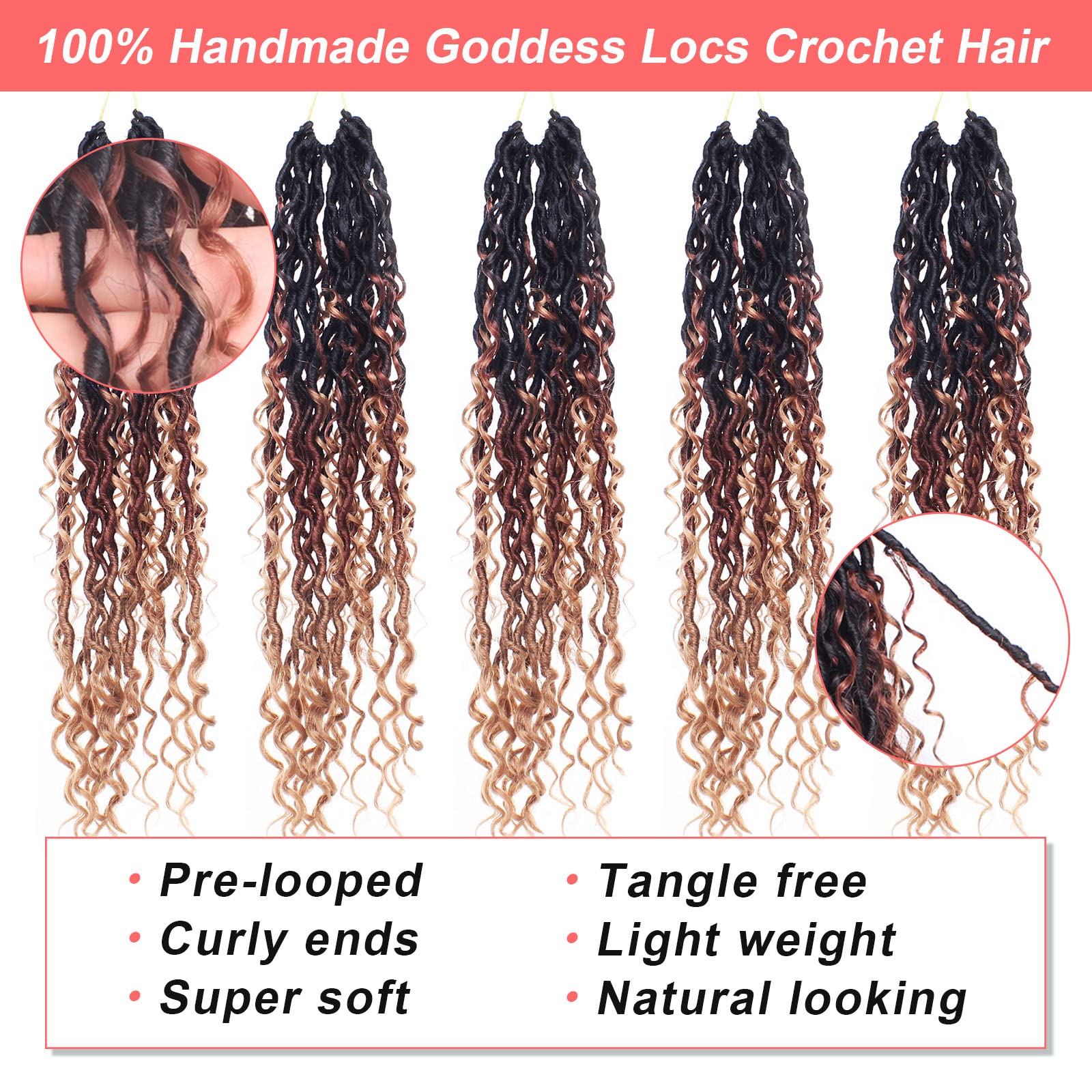 Xtrend 6Packs 18 pouces Twist Perruques Crochet Tresses Faux Locs bouclés se termine Dreadlocks Tresses Synthétiques Extensions de Cheveux Haute Température pour Femmes Noires 20 Strands/pack TBUG