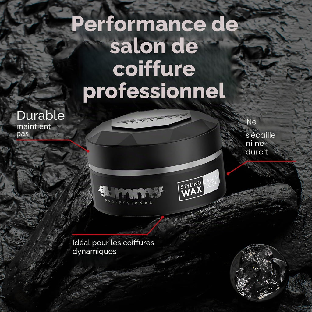 Cire Coiffante Professionnelle Ultra Fixation Gummy 150 ml - Cire capillaire forte tenue & brillance - Pour hommes & femmes - Sans alcool avec vitamine B5