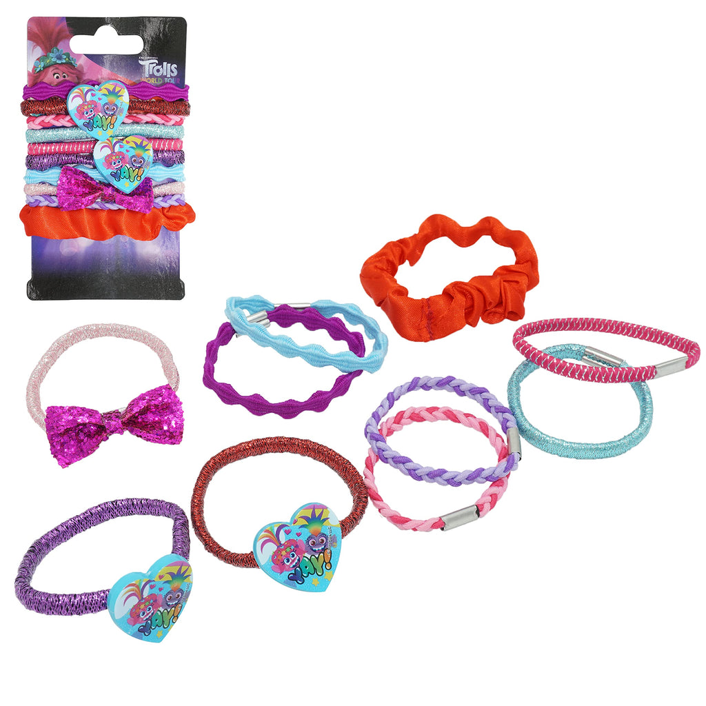 Accessoires à cheveux Trolls pour enfants, brosse à cheveux pour filles, pompons, nœud à cheveux et pince à cheveux pour enfants, pinces à cheveux multicolores pailletées avec de belles breloques