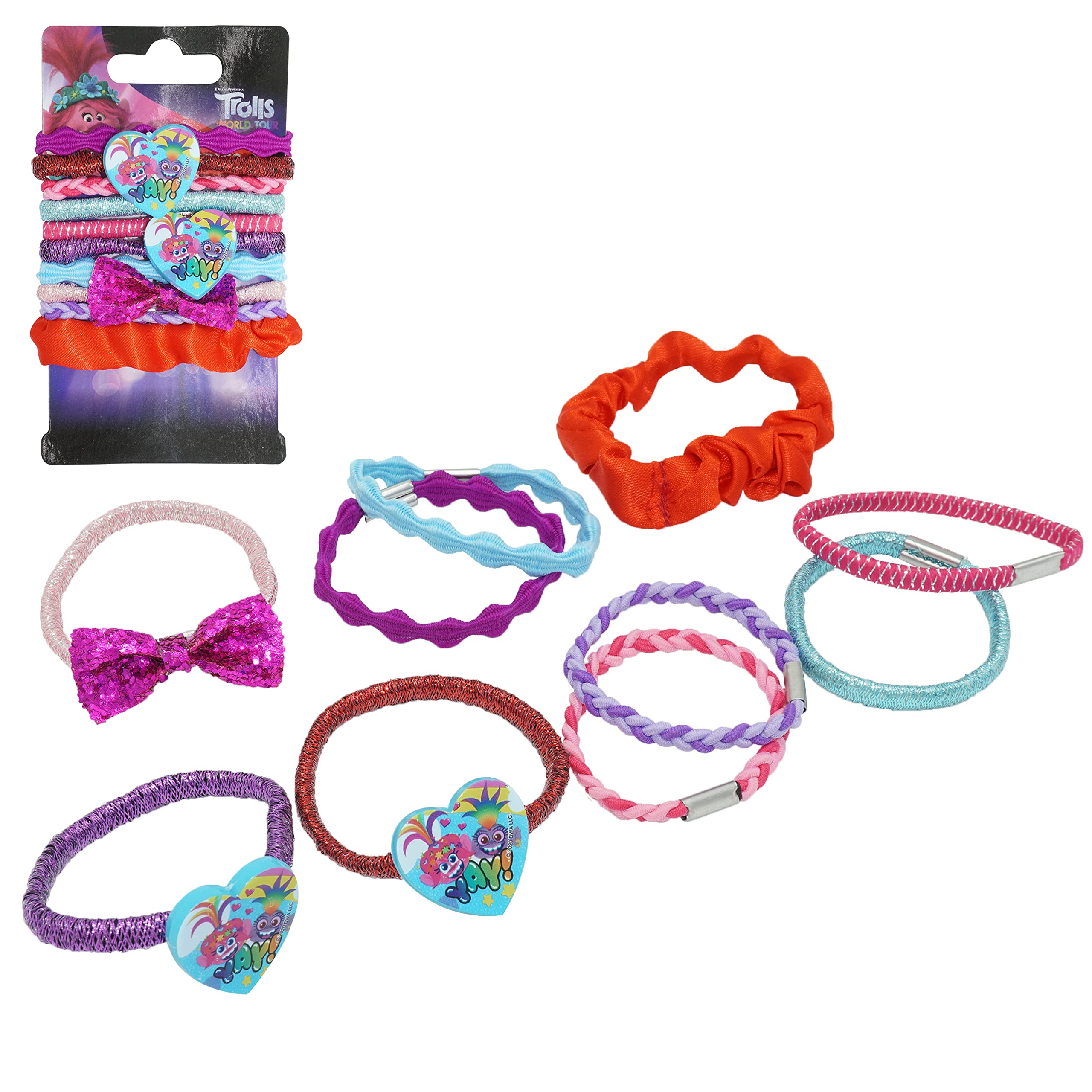 Accessoires à cheveux Trolls pour enfants, brosse à cheveux pour filles, pompons, nœud à cheveux et pince à cheveux pour enfants, pinces à cheveux multicolores pailletées avec de belles breloques