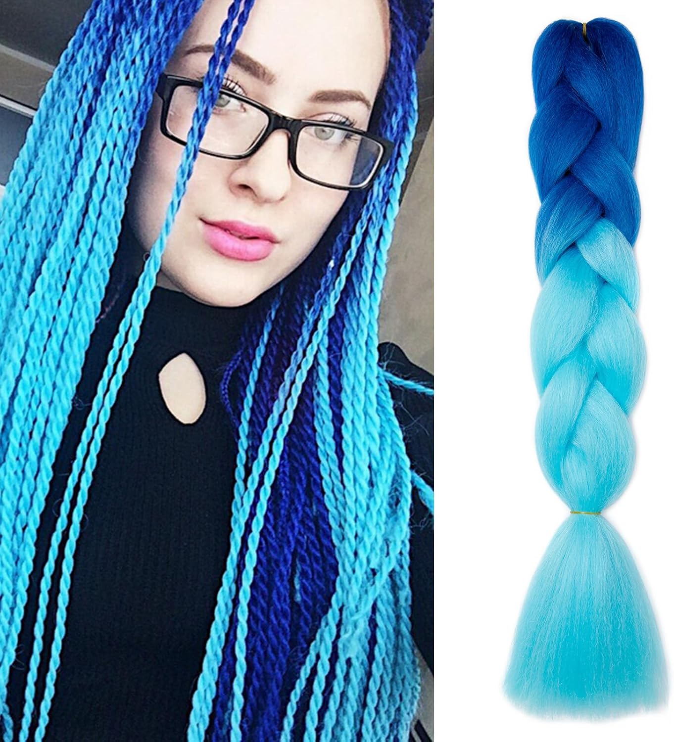 Meches pour Tresses Africaine Rajout Cheveux Braids Jumbo Extension Cheveux Ombre Synthétique Violet & Bleu & Jaune & Orange