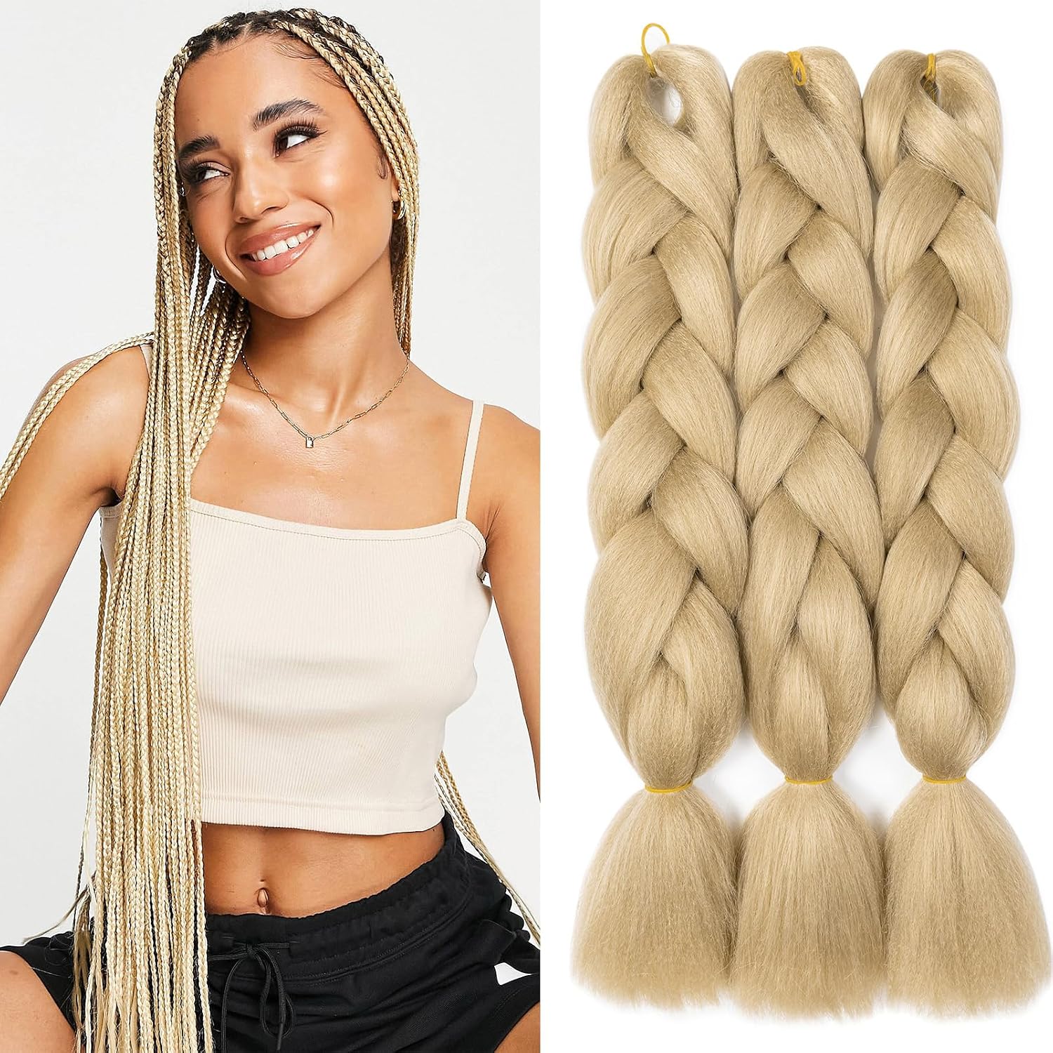 Meches pour Tresses Africaine Rajout Cheveux Braids Jumbo Extension Cheveux Ombre Synthétique Violet & Bleu & Jaune & Orange