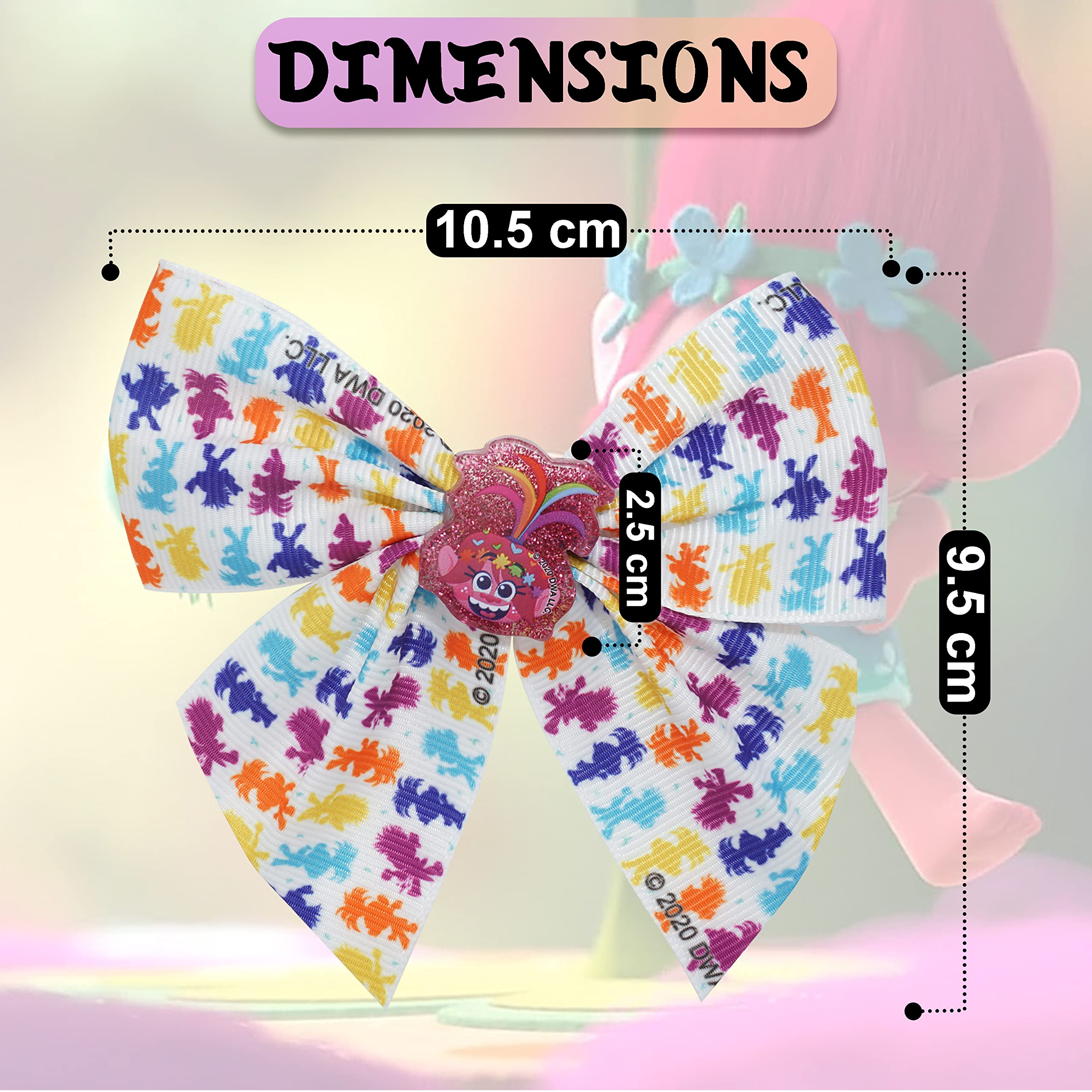 Accessoires à cheveux Trolls pour enfants, brosse à cheveux pour filles, pompons, nœud à cheveux et pince à cheveux pour enfants, pinces à cheveux multicolores pailletées avec de belles breloques