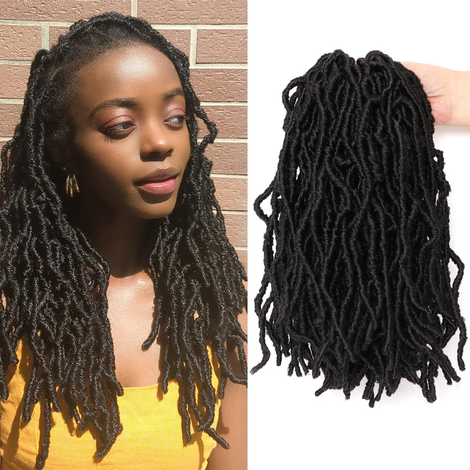8 Packs Faux Locks Crochet Braids Meches Soft Locs Meches Pour Tresses Africaine Faux Locs Crochet Hair Meches Bouclees Pour Tresses (#1B, 60.9 CM(Lot de 8))