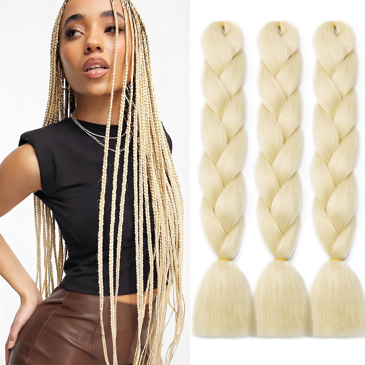 Meches pour Tresses Africaine Rajout Cheveux Braids Jumbo Extension Cheveux Ombre Synthétique Violet & Bleu & Jaune & Orange